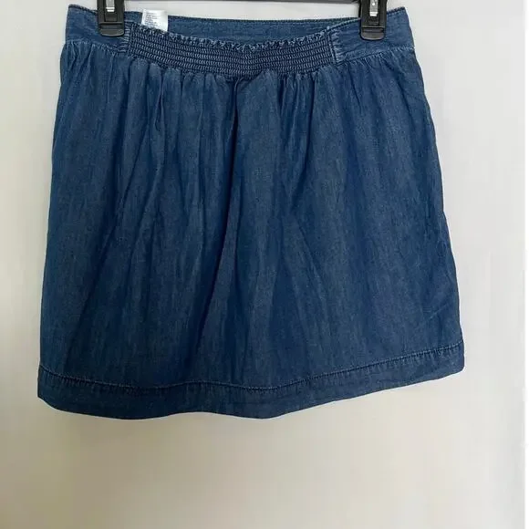 Old Navy Women's A-Line Chambray Skirt Size S Blue Short Casual Elastic Waist - Picture 2 of 8